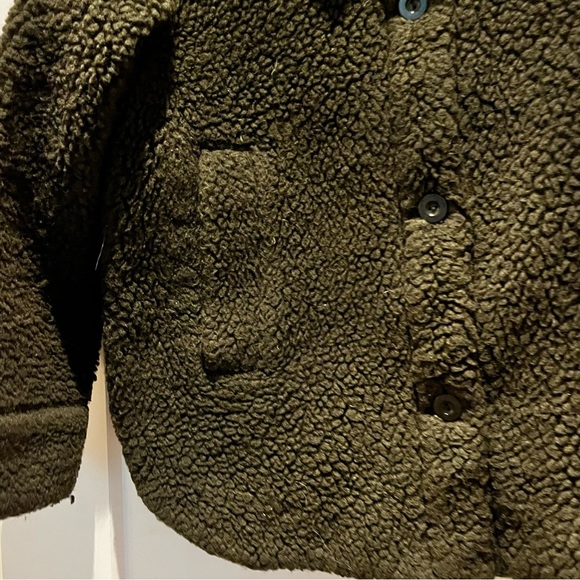 COS Green Wool Blend Oversized Relaxed Fit Teddy Jacket - Picture 5 of 8